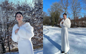 Nữ giảng viên Midu diện váy lụa mỏng giữa cánh đồng tuyết