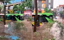 Video: Buýt điện VinBus "đua lội nước" với xe buýt chạy xăng ở Hà Nội