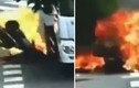 Xe tải đốt cháy xe máy sau pha va chạm kinh hoàng