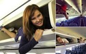 Tiếp viên hàng không nằm trên ngăn hành lý gây sốt mạng