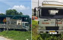 Xe tải bị tàu hỏa đâm văng ở Vĩnh Phúc vì cố vượt qua đường ray