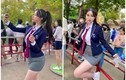 Người đẹp Hàn Quốc diện đồng phục ngắn cũn khoe vòng 3