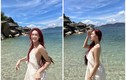 Bạn gái Vũ Văn Thanh mặc váy yếm đi biển đẹp nuột nà