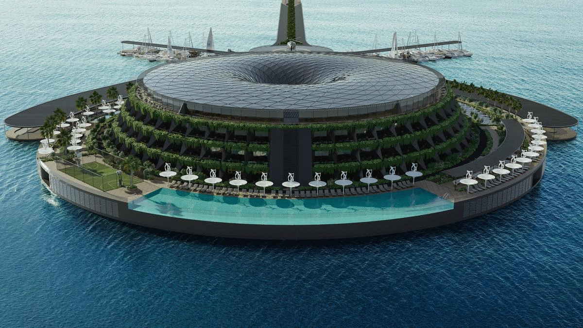 Khám phá khách sạn tự xoay tròn trên biển, tận dụng năng lượng sạch 