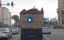 Video: Xe tải chở bùn đất không che chắn ngang nhiên chạy trên đường Hà Nội