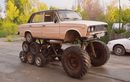 Dân chơi Nga tự chế Lada "la già" 14 bánh quái nhất thế giới