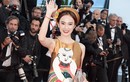 Angela Phương Trinh diện váy lụa thêu tranh Đông Hồ tại Cannes