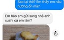 Nhìn thấy món sushi bạn gái làm, anh chàng vội nhắn tin chia tay