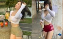 Đỏ mặt hot girl xinh đẹp diện đồ bó sát lộ điểm nhạy cảm