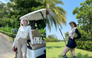 Đi đánh golf, Trâm Anh mặc từ "kín như bưng" đến váy ngắn khoe dáng