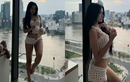 Tiktoker Xuân Ca diện đồ ngủ nhỏ xíu khoe dáng bên “view triệu đô“