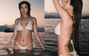 Bà xã Hồ Quang Hiếu diện bikini đón hoàng hôn trên biển