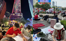 Dựng lều, trải bạt và muôn kiểu chờ xem diễu binh không thể ngờ