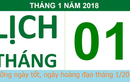 Những ngày tốt, ngày hoàng đạo tháng 1/2018 