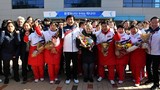 Hình ảnh vận động viên Triều Tiên được chào đón ở Hàn Quốc