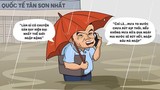 Hí họa sân bay Tân Sơn Nhất ngập nước nặng