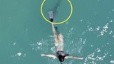Cá mập bám sát gót cô gái mặc bikini lặn biển ở Mỹ