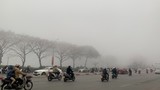 Sương mù phủ Hà Nội, xe cộ phải bật đèn để di chuyển?