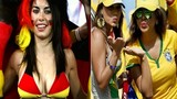 Cổ động viên nữ Đức và Brazil sexy ăn mừng chiến thắng