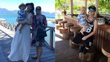 Vợ chồng siêu mẫu Ngọc Thạch dẫn con trai đi biển