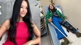 Con trai diva Hồng Nhung bị chấn thương phải nẹp chân, chống nạng