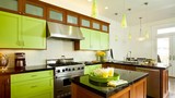 Thiết kế nhà bếp với nội thất xanh mát mẻ