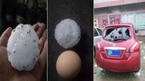 Hãi hùng mưa đá to bằng trứng gà ở Trung Quốc