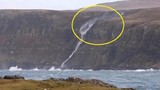 Video: Cảnh thác nước chảy ngược lên trời vì bão quá mạnh ở Scotland
