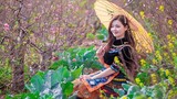 “Hot girl dân tộc” khoe sắc trong vườn hoa đào Tết