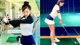 Hotgirl Hà Thành khiến cả sân golf “dán mắt” vì body nuột nà