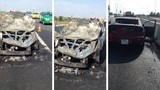 Mazda 3 cháy trơ khung trên cao tốc Long Thành - Dầu Giây