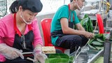 Cận cảnh "dây chuyền" làm bánh chưng siêu tốc đầu tiên tại Việt Nam
