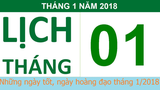 Những ngày tốt, ngày hoàng đạo tháng 1/2018 