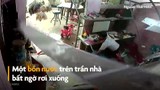 Video: Cảnh bồn nước rơi từ trần nhà suýt trúng đầu bé trai