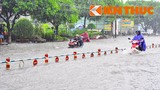 Đồng Nai: Mưa lớn “giải nhiệt”, đường phố Biên Hòa biến thành “sông”