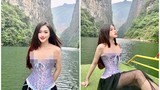 Check in sông Nho Quế, hot girl Đồng Nai khoe vòng 1 “khủng“