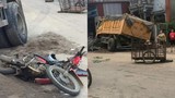 Phú Thọ: Xe máy nằm dưới bánh xe tải sau cú va chạm kinh hoàng