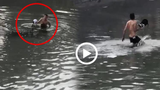Video: Nam thanh niên hò hét nhảy xuống sông Kim Ngưu "tắm tiên"