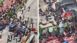 Video: Ôtô lao thẳng vào người biểu tình Hong Kong, hất tung rào chắn