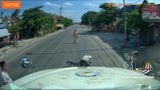 Video: Quay đầu để tránh CSGT, người đàn ông suýt bị container nghiền nát