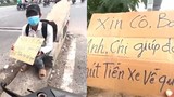 Thanh niên ngồi đường xin tiền về quê bị mạnh thường quân "vạch trần"