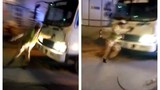 Video: Thót tim CSGT bị xe tải đâm, phải nhảy khỏi đầu xe thoát thân