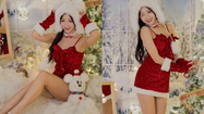 Hot girl hoá bà già Noel, khoe dáng đẹp và chân dài miên man