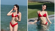 Hoa hậu Đỗ Thị Hà khoe dáng nuột với bikini trên biển Thái Lan