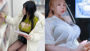 Dùng ngực đỡ trà sữa, gái xinh khiến netizen "ngơ ngác"