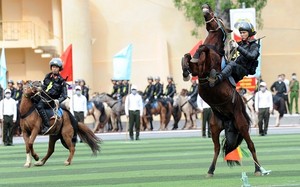 Cảnh sát cơ động Kỵ binh phô diễn kỹ thuật cực đỉnh trên lưng ngựa 
