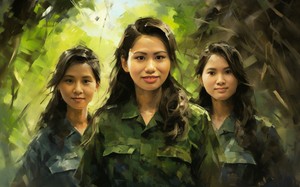 Chùm ảnh: Chân dung 10 cô gái Ngã ba Đồng Lộc phục dựng bằng AI 