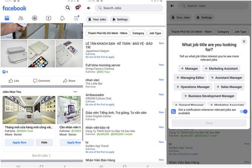 Người dùng Việt Nam có thể dùng tính năng tìm việc làm trên Facebook