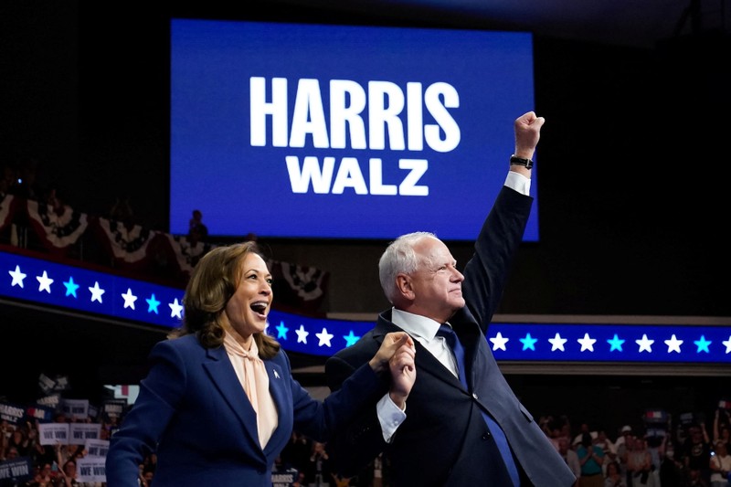 U.S. Vice President and Democratic presidential candidate Kamala Harris holds rally with vice president pick, in Philadelphia