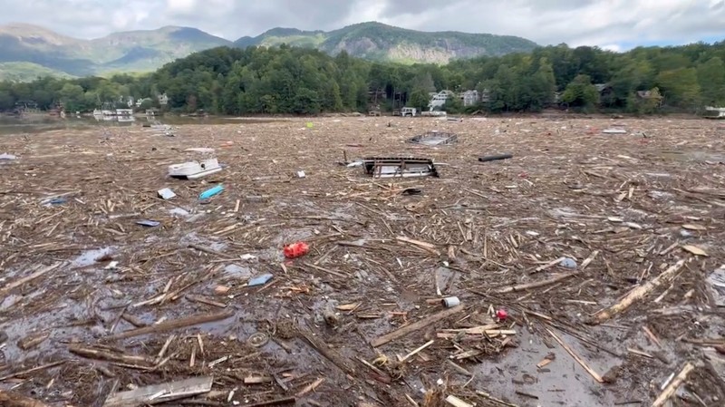 Aftermath of Tropical Storm Helene in Chimney Rock, North Carolina